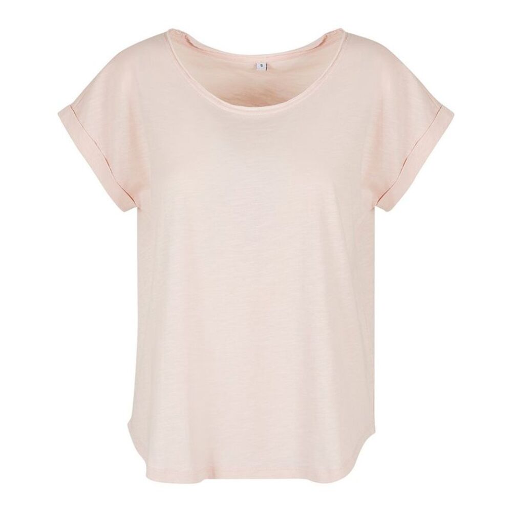 Build Your Brand Womens/Ladies Long Slub T-Shirt / Pink